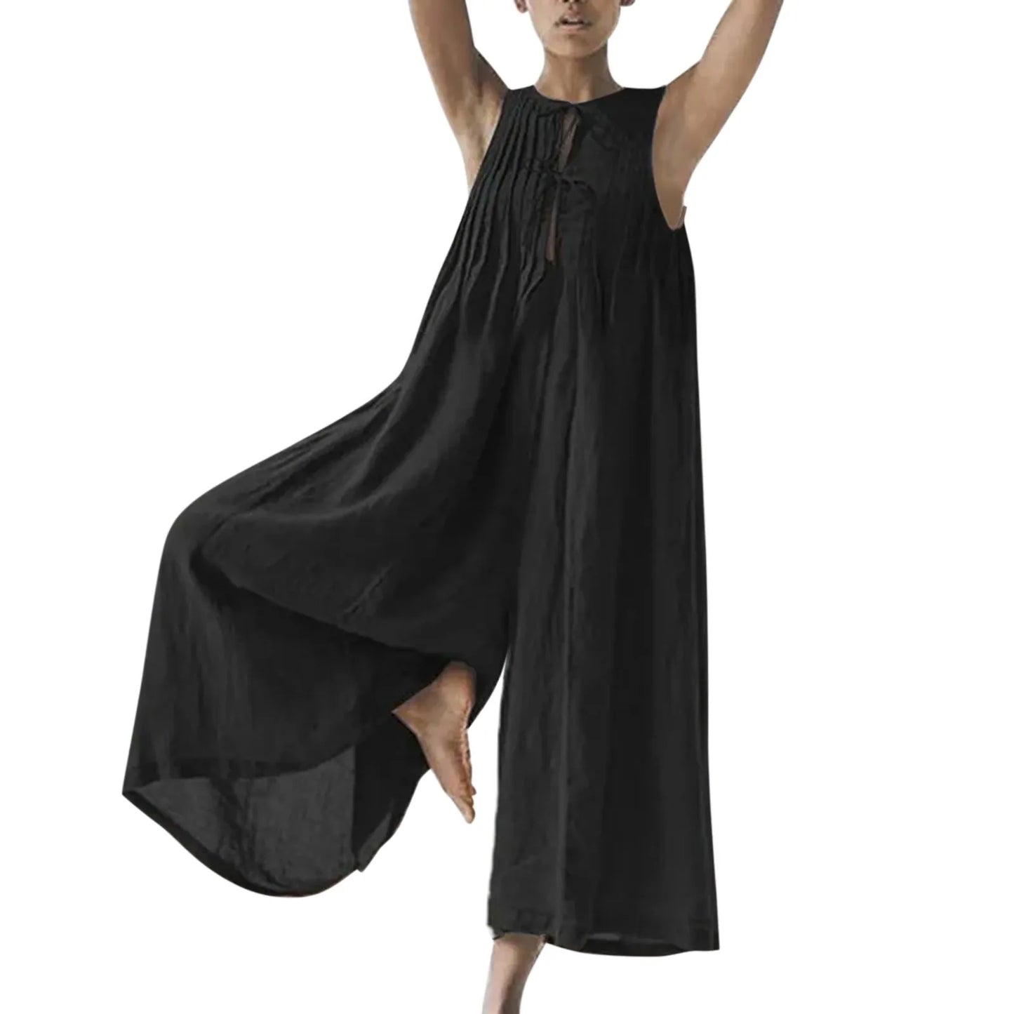 Women's Summer Retro Casual Oversize Jumpsuit Chiffon Loose Wide Leg