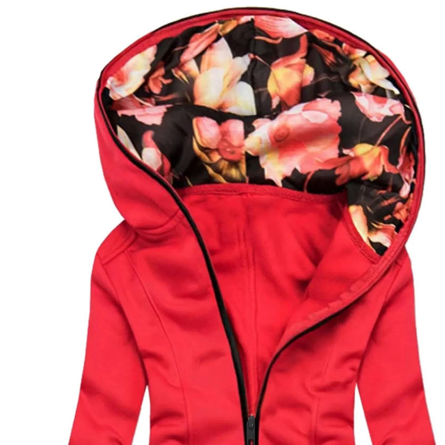 Floral Hooded Sweatshirt Jacket