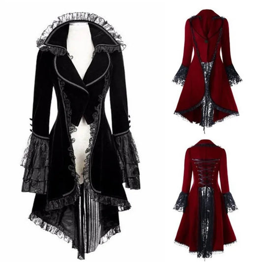 Trim Lace-Up Victorian Style Women's Coat