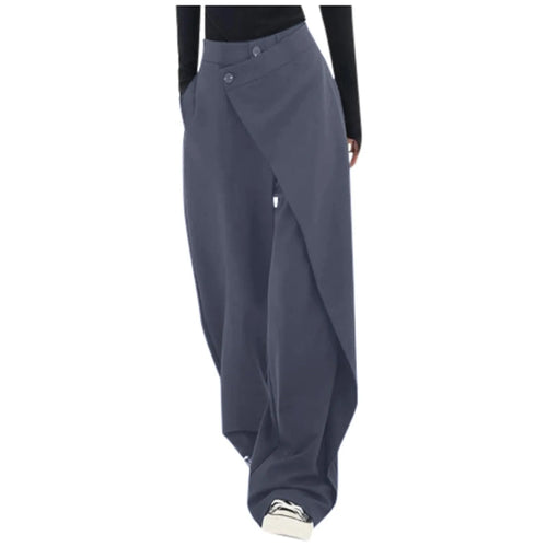 Ladies Suit Pants With Irregular Splicing Design Straight Wide Leg