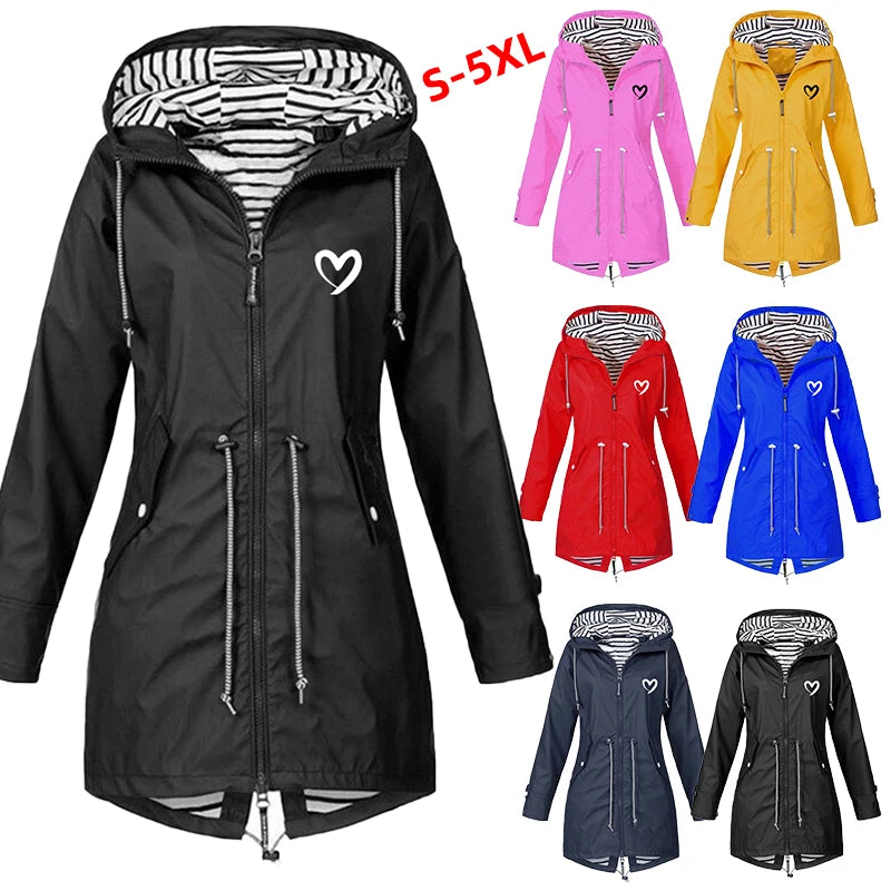 Autumn & Winter Women Outdoor Waterproof Rain Jacket Running Coat