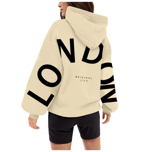 Women'S Hoodie And London Print Oversized Pullover Sports Casual Loose