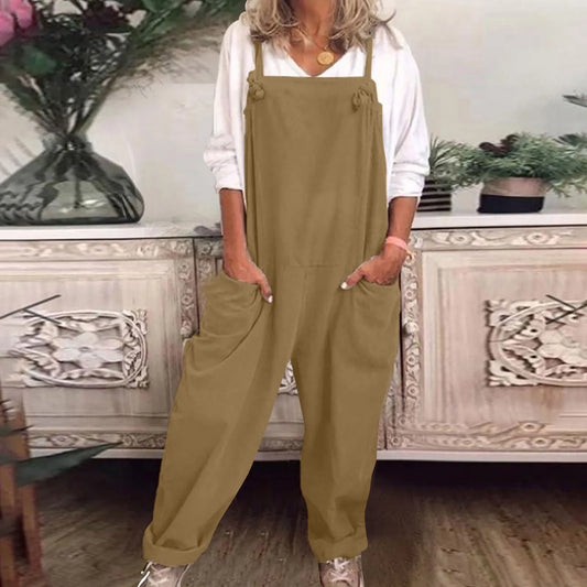 Womens Plus Size Overalls- Loose Dungarees Romper Baggy