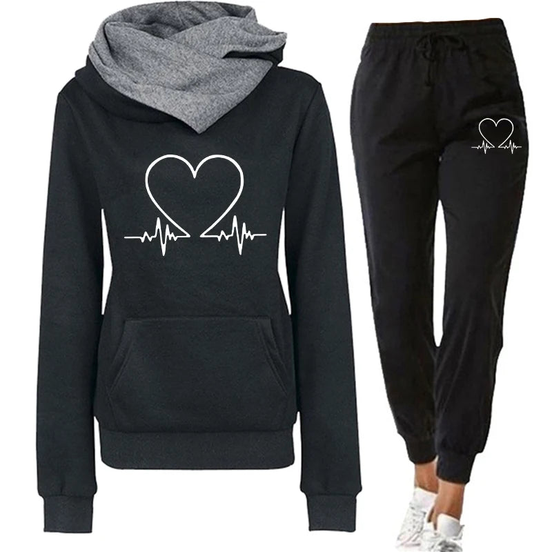 Women's Heartbeat Hoodie Tracksuit Set