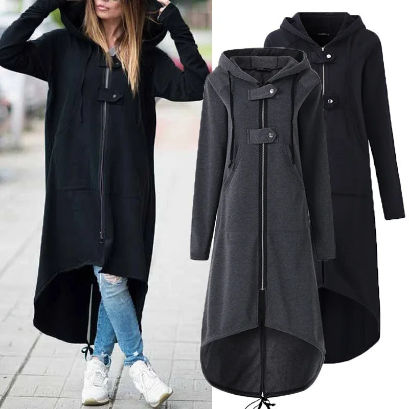 Windbreaker Women Hooded Long Sleeve Zipper Drawstring Casual