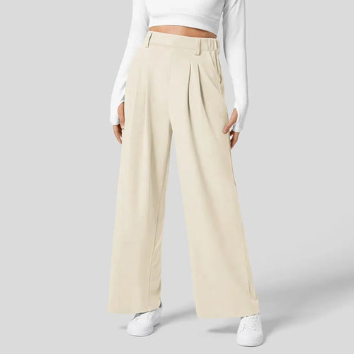 Solid Wide Leg Pants For Woman-Work/Business High Waisted