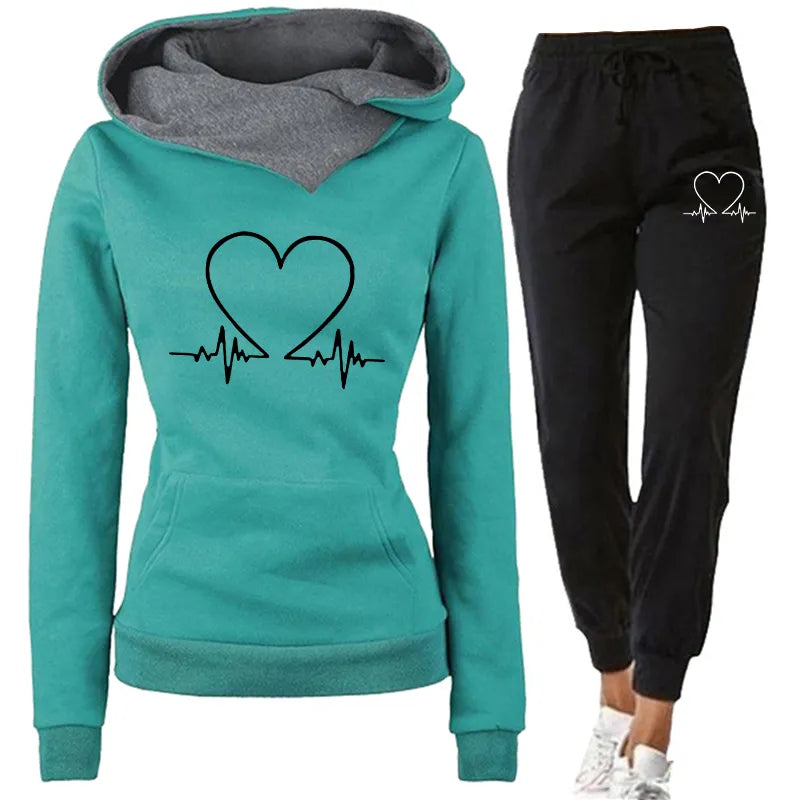 Women's Heartbeat Hoodie Tracksuit Set