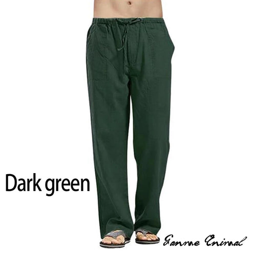 Fashion Mens Linen Wide Pants Korean Trousers Oversize Sports