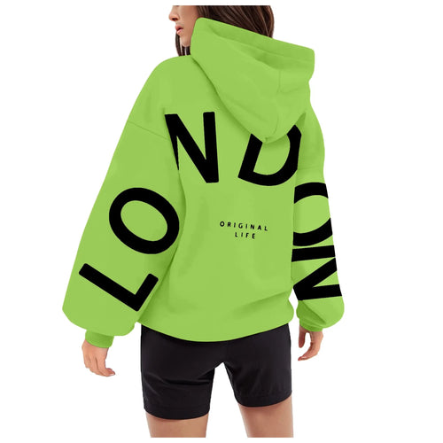 Women'S Hoodie And London Print Oversized Pullover Sports Casual Loose