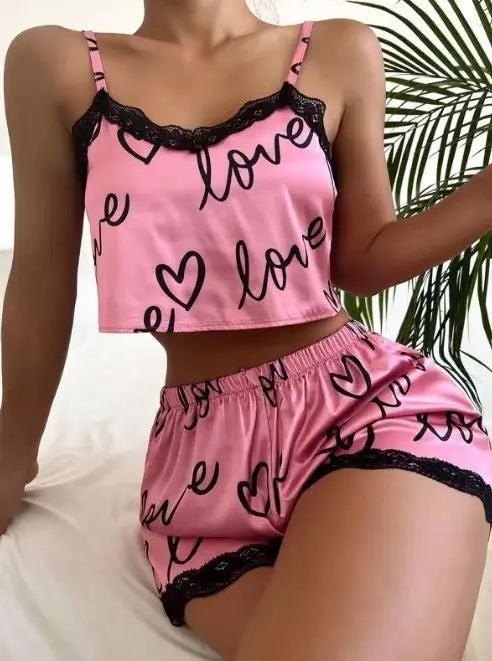 Women's Pajama Shorts Set-Love