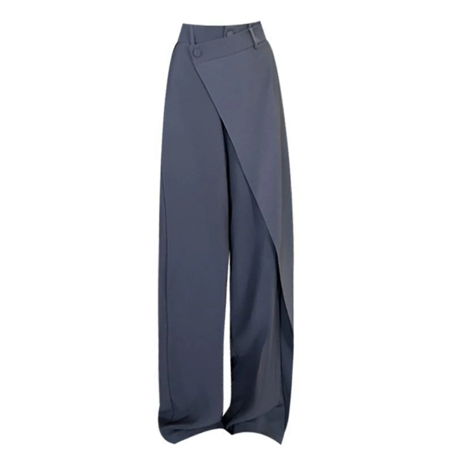 Ladies Suit Pants With Irregular Splicing Design Straight Wide Leg