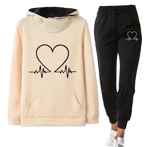 Women's Heartbeat Hoodie Tracksuit Set