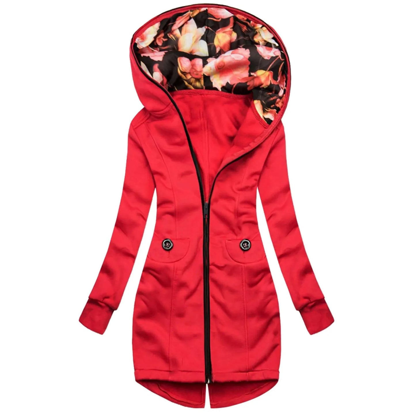 Floral Hooded Sweatshirt Jacket