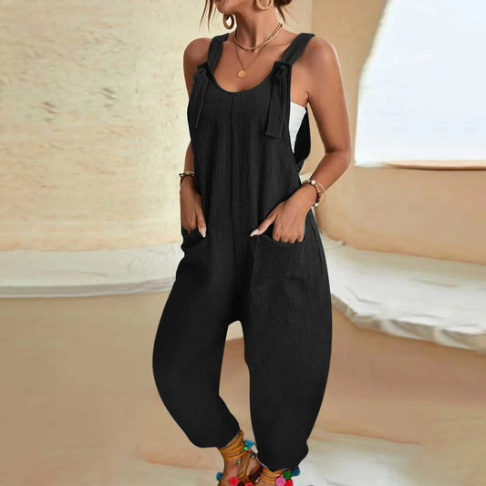 Women's Sleeveless Jumpsuit Romper Harem Pants With Pocket