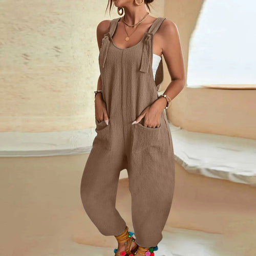 Women's Sleeveless Jumpsuit Romper Harem Pants With Pocket