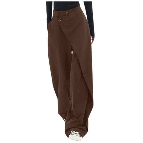 Ladies Suit Pants With Irregular Splicing Design Straight Wide Leg