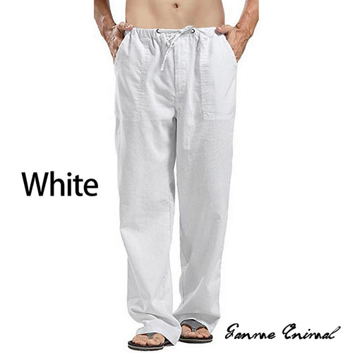 Fashion Mens Linen Wide Pants Korean Trousers Oversize Sports