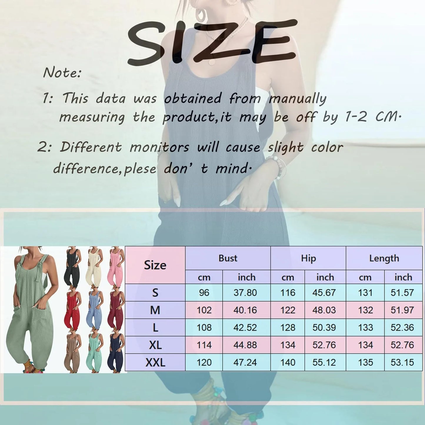 Women's Sleeveless Jumpsuit Romper Harem Pants With Pocket