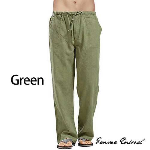 Fashion Mens Linen Wide Pants Korean Trousers Oversize Sports