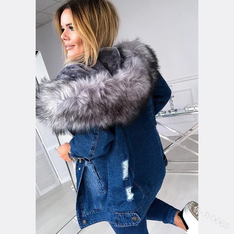 Women's Winter Vintage Ripped Pocket Coat