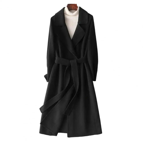 Mid-calf Length Overcoat Stylish Women's Woolen Coat with Belt Long