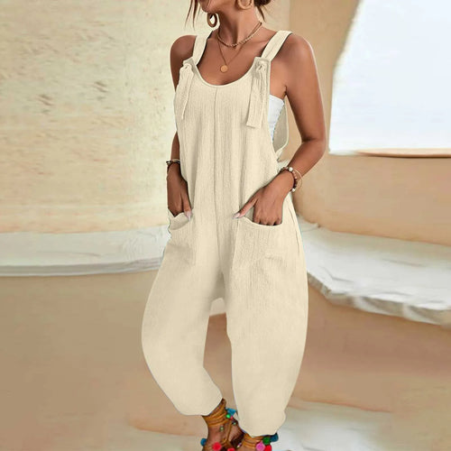 Women's Sleeveless Jumpsuit Romper Harem Pants With Pocket