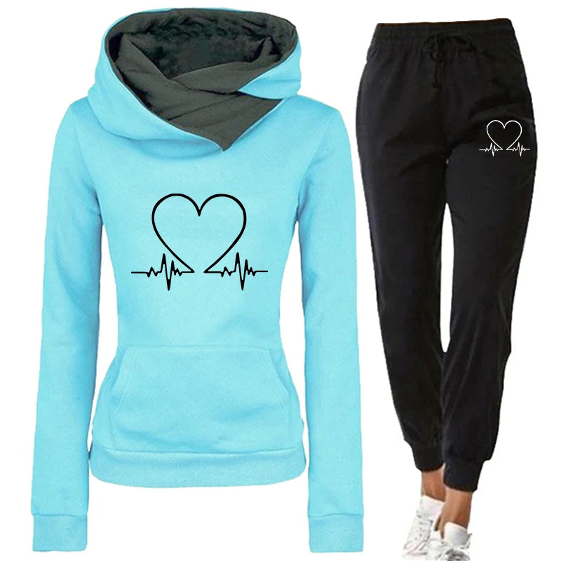 Women's Heartbeat Hoodie Tracksuit Set