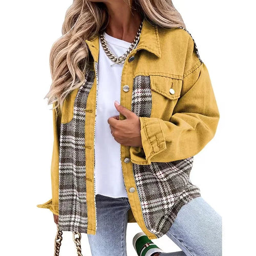 Autumn Women's Plaid Denim-Style Jacket