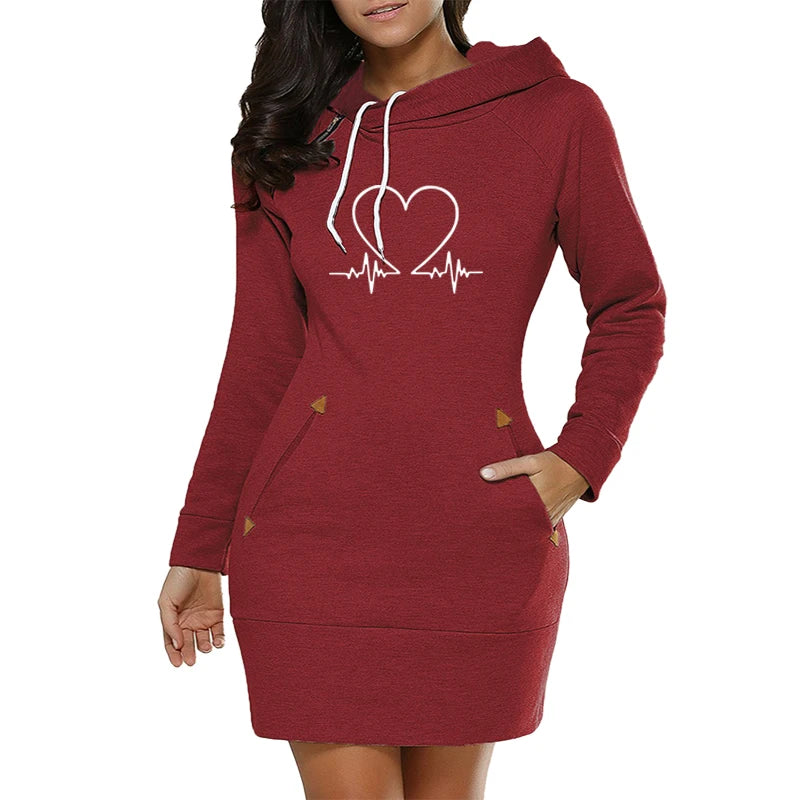 Heartbeat Hoodie Sweatshirt Dress