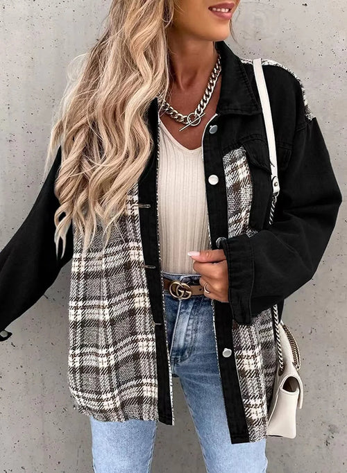 Autumn Women's Plaid Denim-Style Jacket