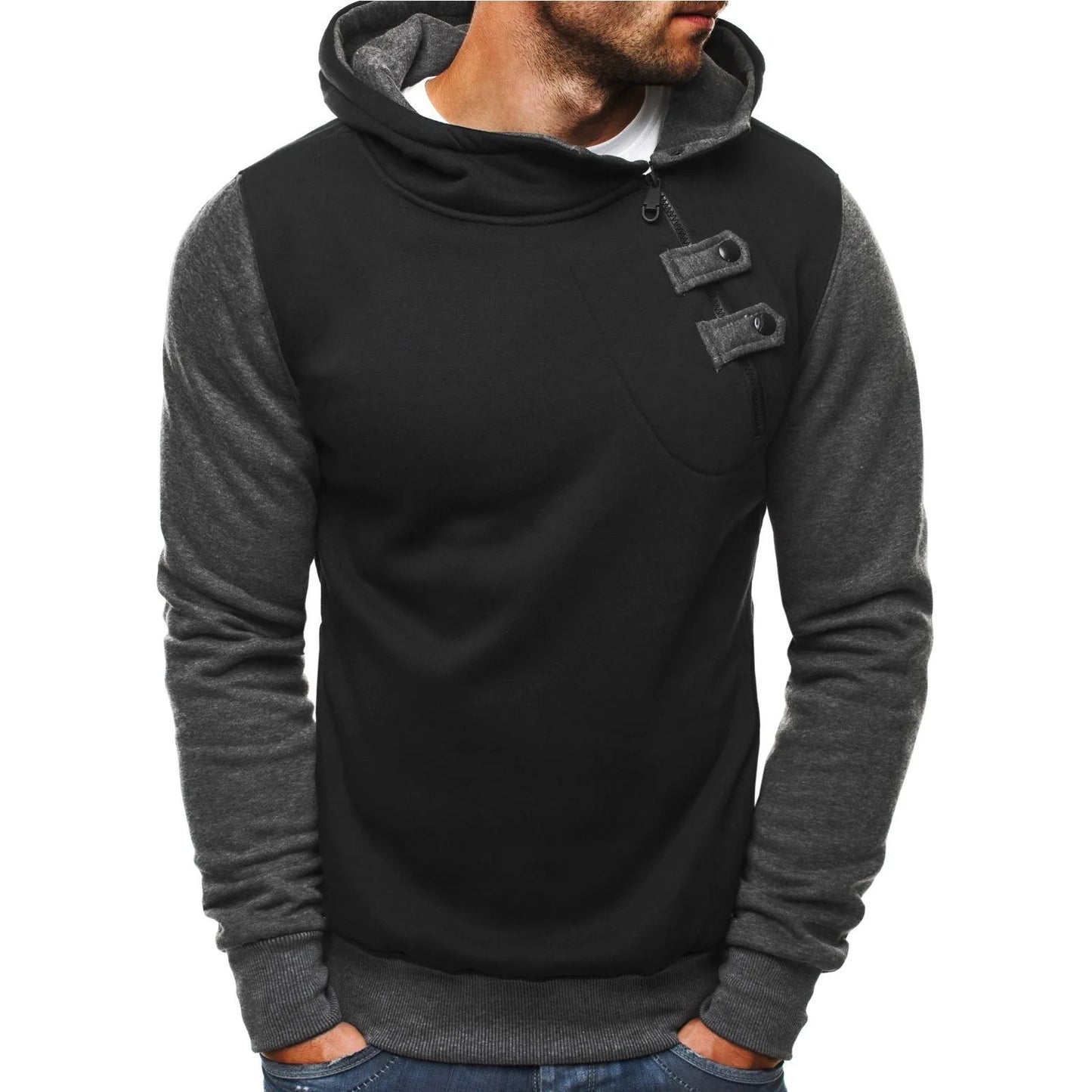 Autumn Winter Hoodies For Men Handsome Long Sleeve Lace Up Hoodie