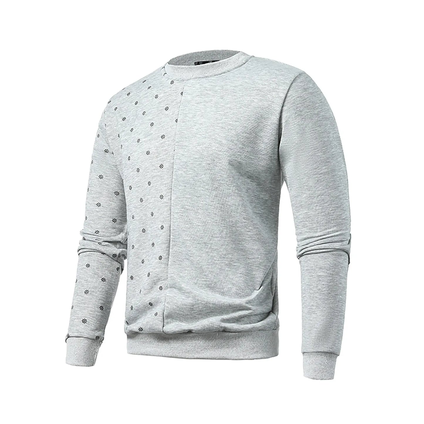 Soft Hoodless Men'S Print Splicing Pullover Foreign Trade Fashion New