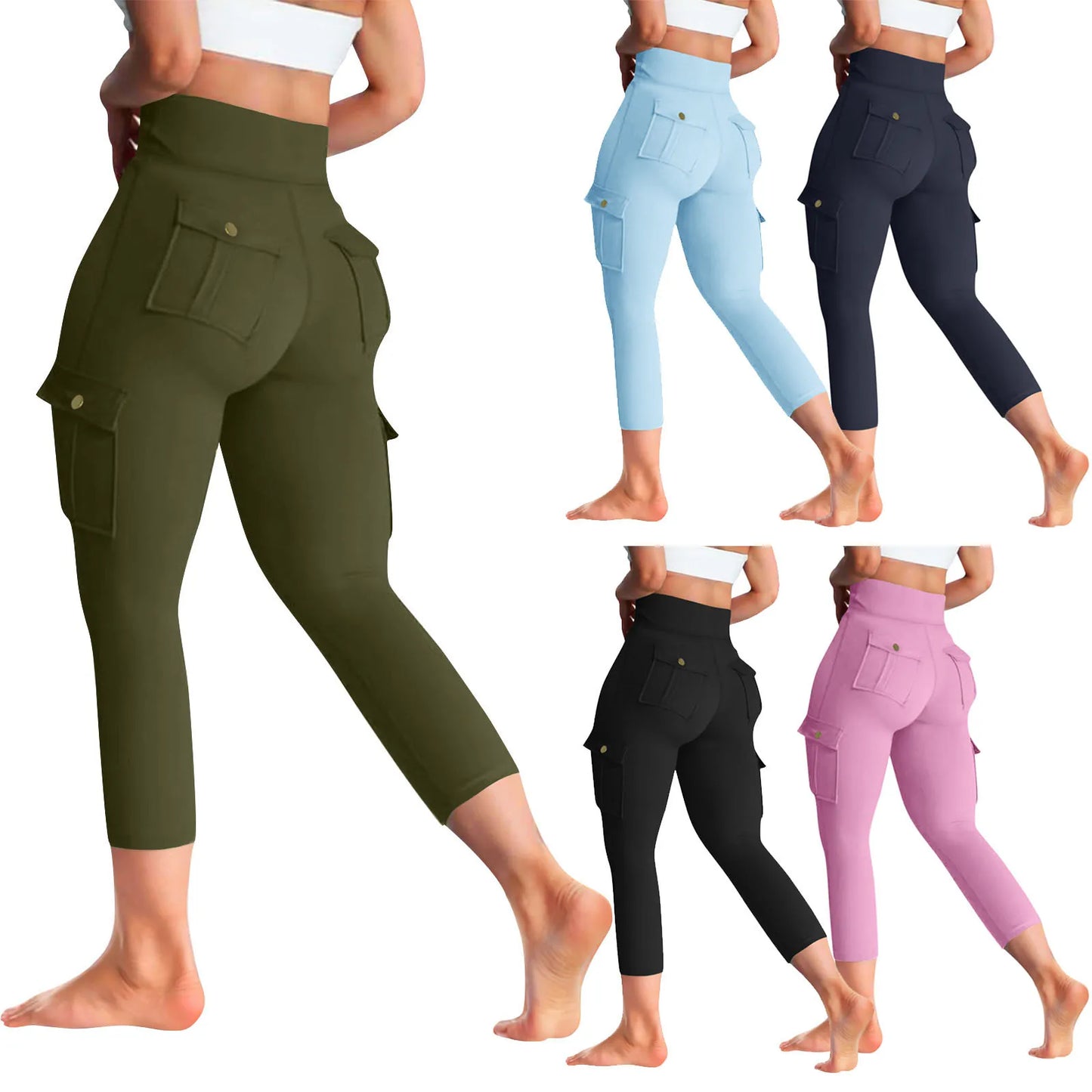 Lift leggings- Casual High Waist Solid Women's Cargo