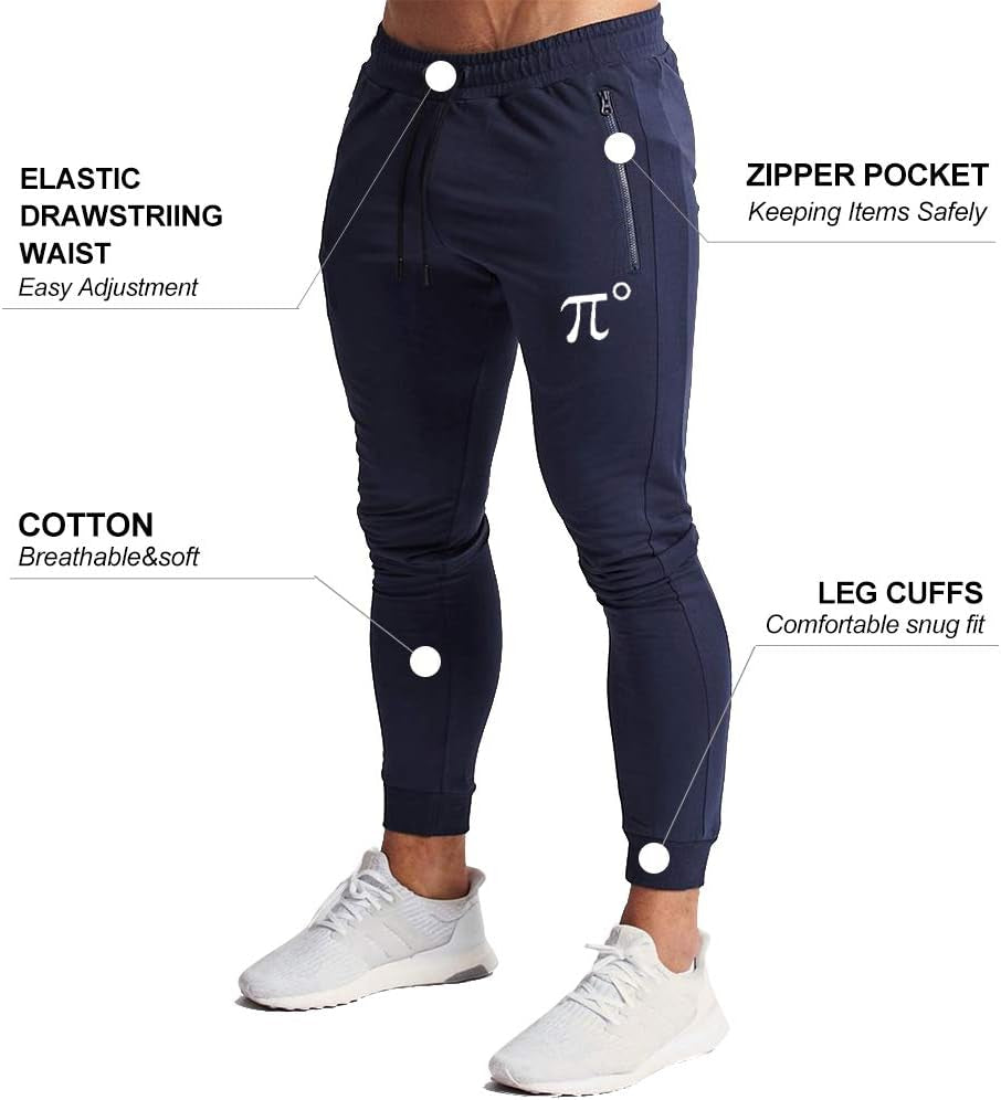 Men'S Joggers Sweatpants Gym Training Workout Pants Slim Fit with Zipper Pockets