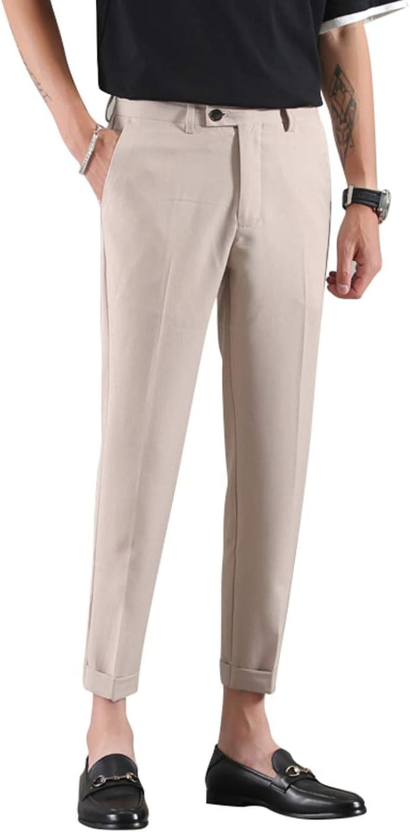 Men Cropped Dress Pants Ankle-Length Khaki Color US Size 30 Khaki