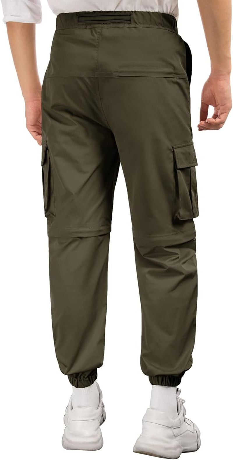 Men'S Convertible Hiking Pants Waterproof Quick Dry Zip off Ripstop Cargo Pants for Outdoor (Army Green, Medium)