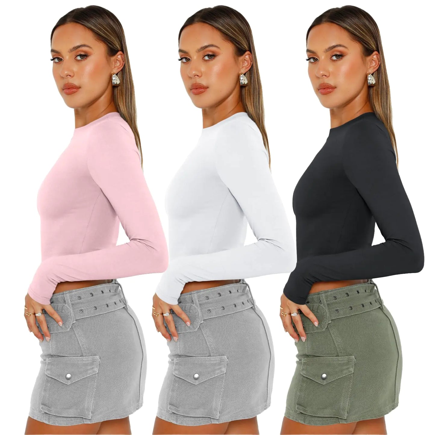 Automet's 3-pack long sleeve crop top