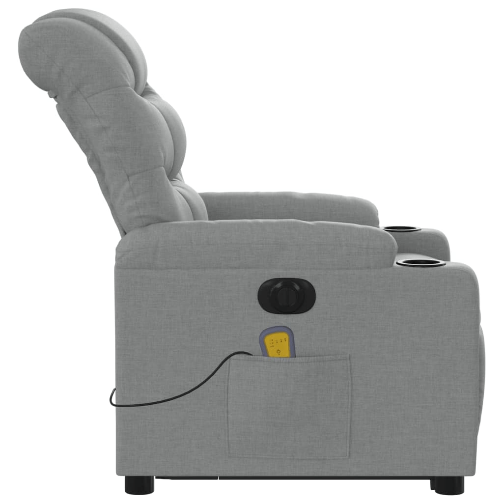 vidaXL Electric Stand up Massage Recliner Chair Light Gray Fabric